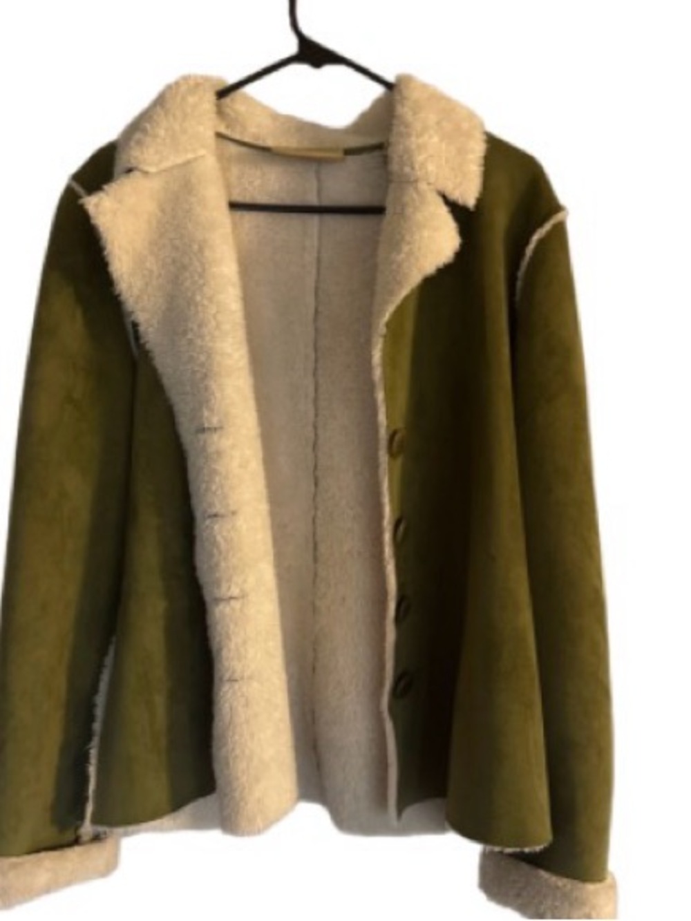 Pure simple natural Sherpa lined faux suede jacket